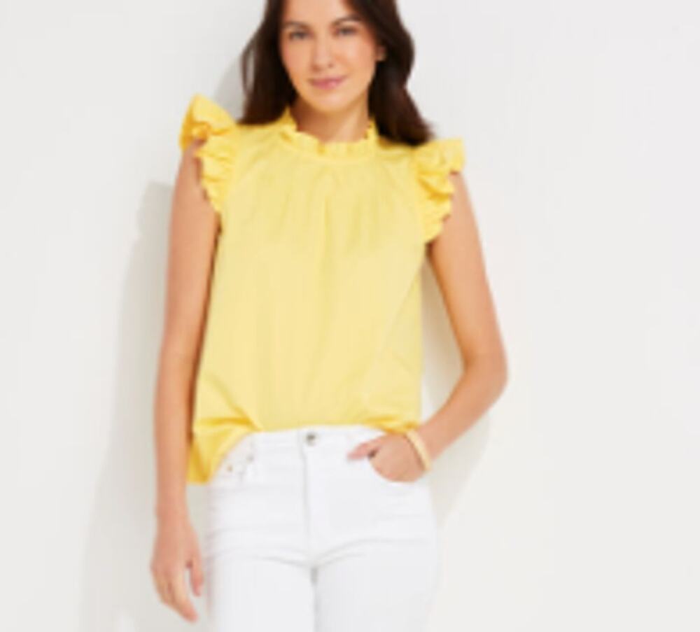 Vineyard Vines Yellow Ruffle Sleeve Swing Top Size S
